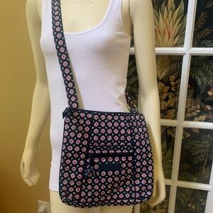 Vera Bradley Blue Pink Petal Pasley Hipster Quilted Crossbody Bag